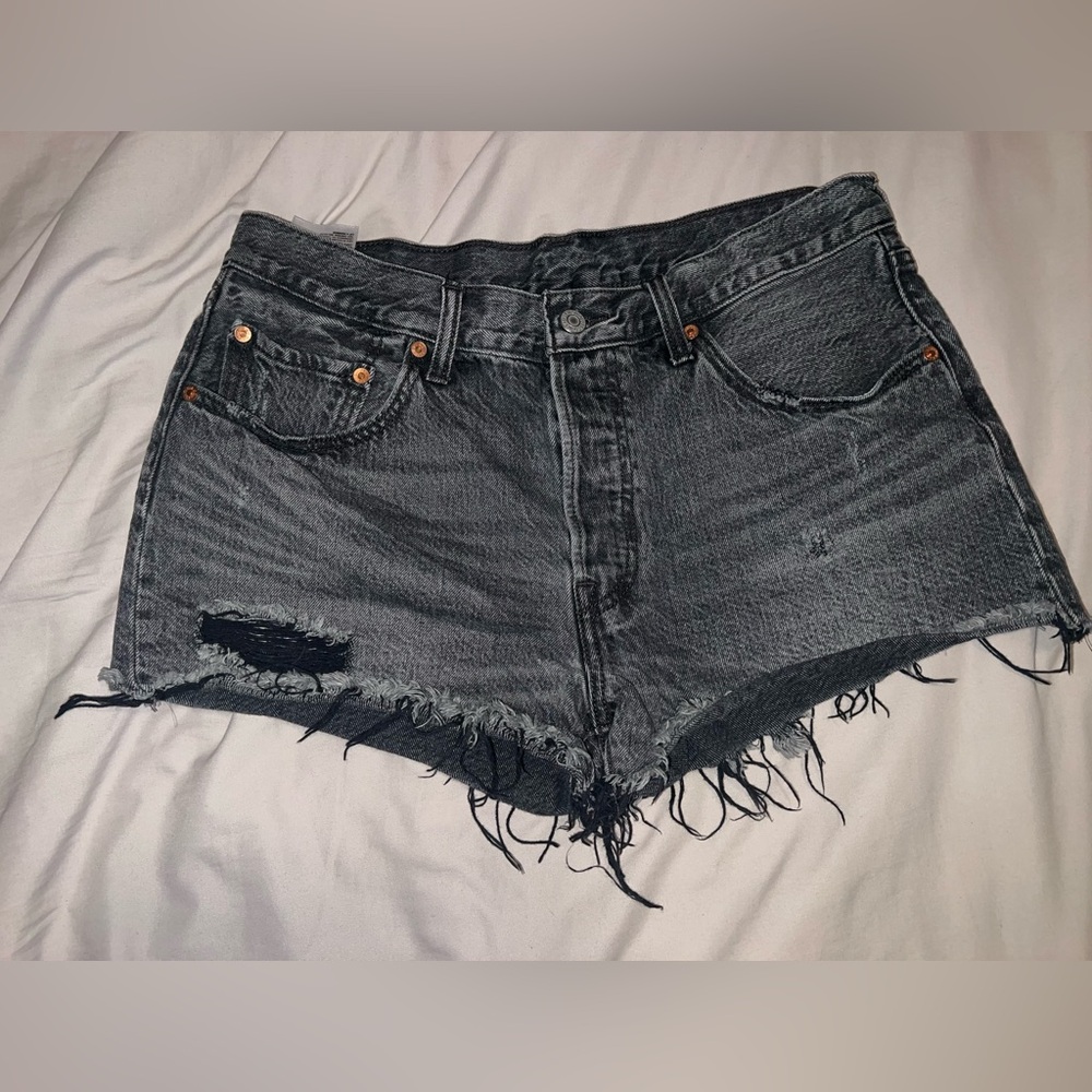Levi's Black Distressed Jean Shorts